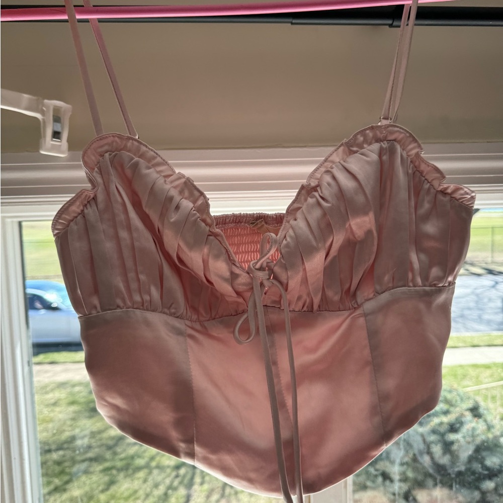 Pink Satin Camisole Top